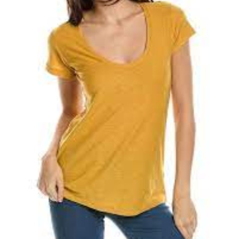 James Perse Casual Deep Scoop Neck T-shirt Top